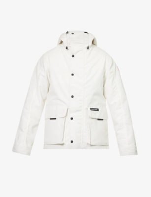 Canada Goose Lockeport Funnel-neck Relaxed-fit Woven-blend Hooded Jacket In Northstar White