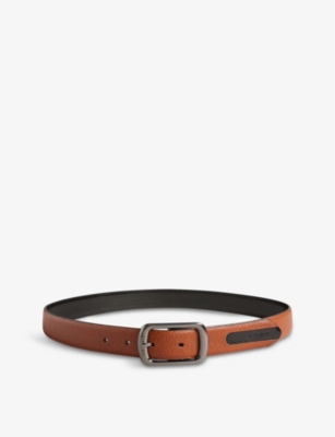 Ted Baker Mens Tan Jaims Contrast-panel Leather Belt In Brown