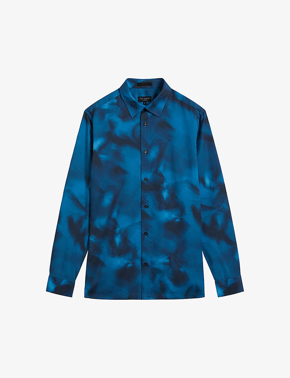Ted Baker Mens Blue Bentham Abstract-print Long-sleeved Woven Shirt