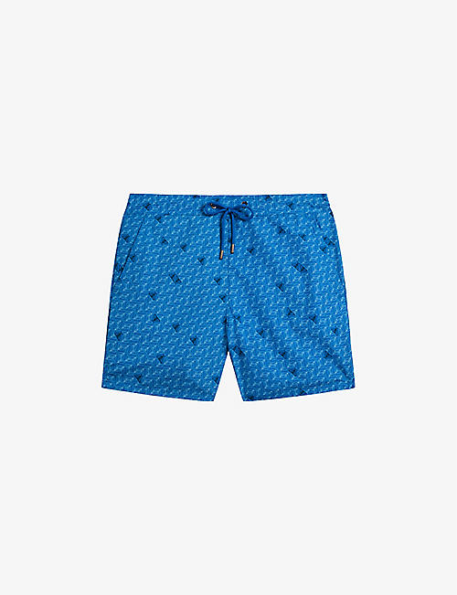 TED BAKER: Renshaw graphic-print recycled-polyester swim shorts