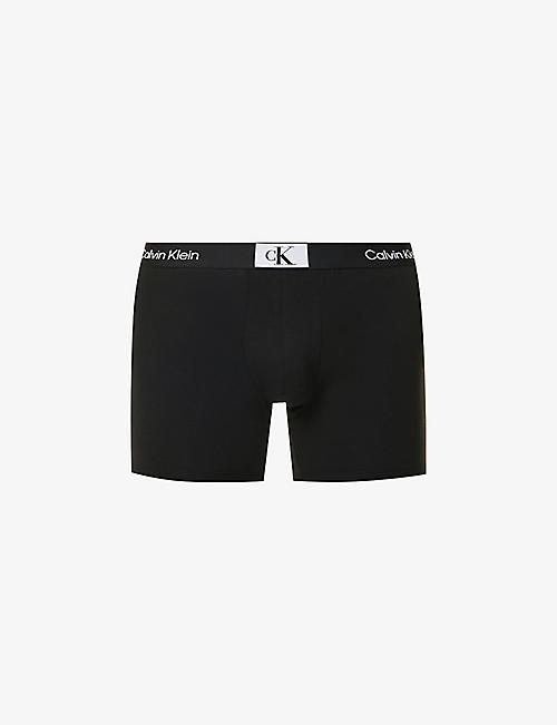 CALVIN KLEIN: Logo-waistband stretch-recycled cotton-blend boxers