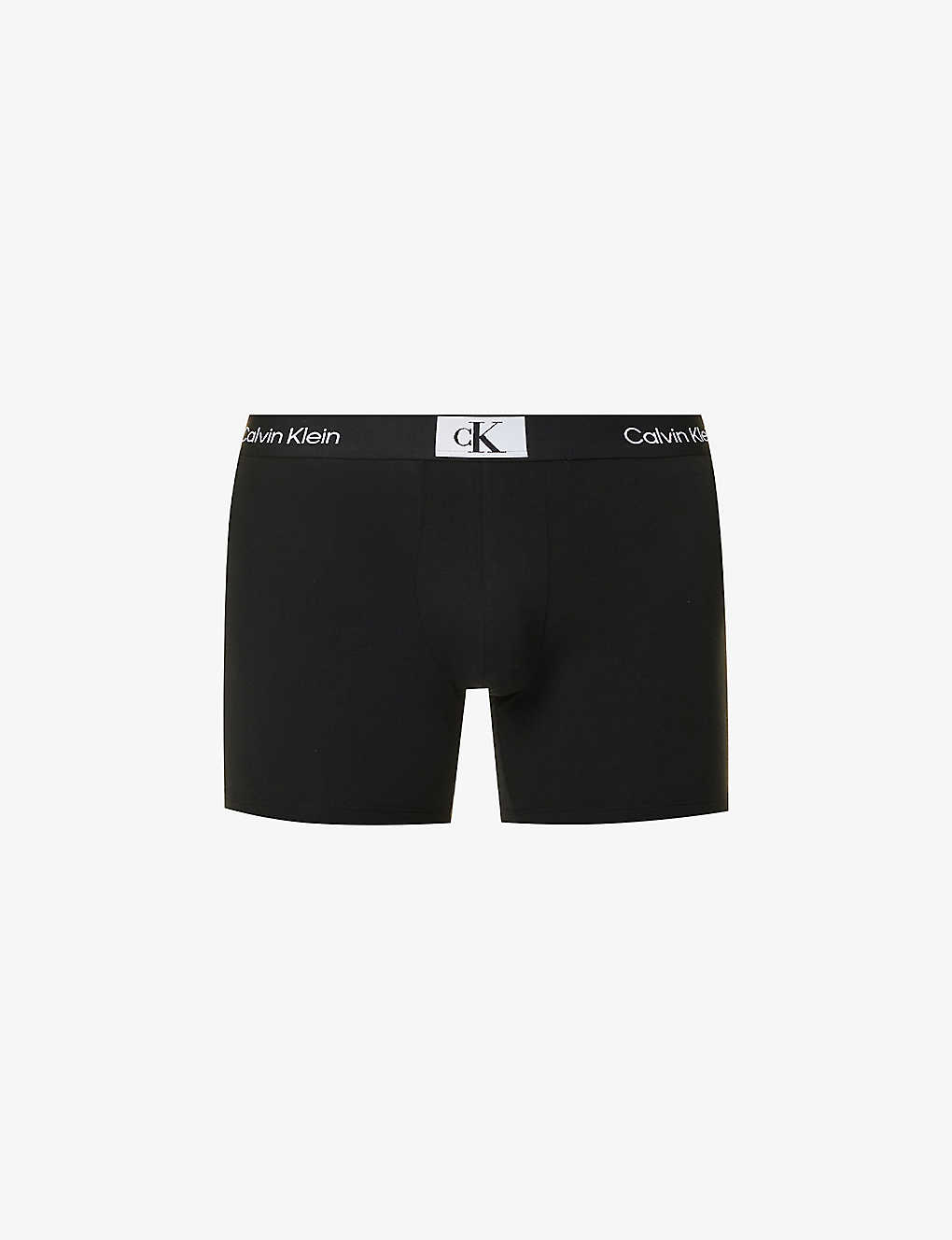 Calvin Klein Mens Black Logo-waistband Stretch-recycled Cotton-blend Boxers