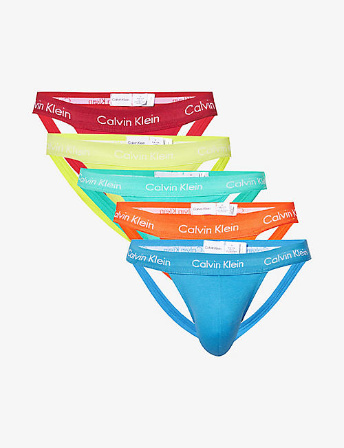 CALVIN KLEIN: Pride low-rise branded-waistband pack of five stretch-cotton jock straps