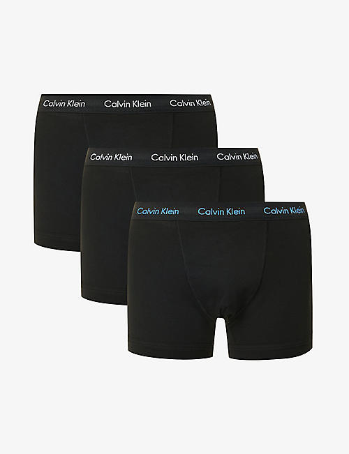CALVIN KLEIN：徽标腰身弹力棉四角内裤 3 条装