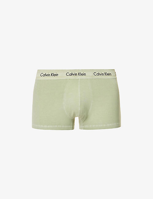 CALVIN KLEIN: Logo-waistband low-rise stretch-cotton trunks