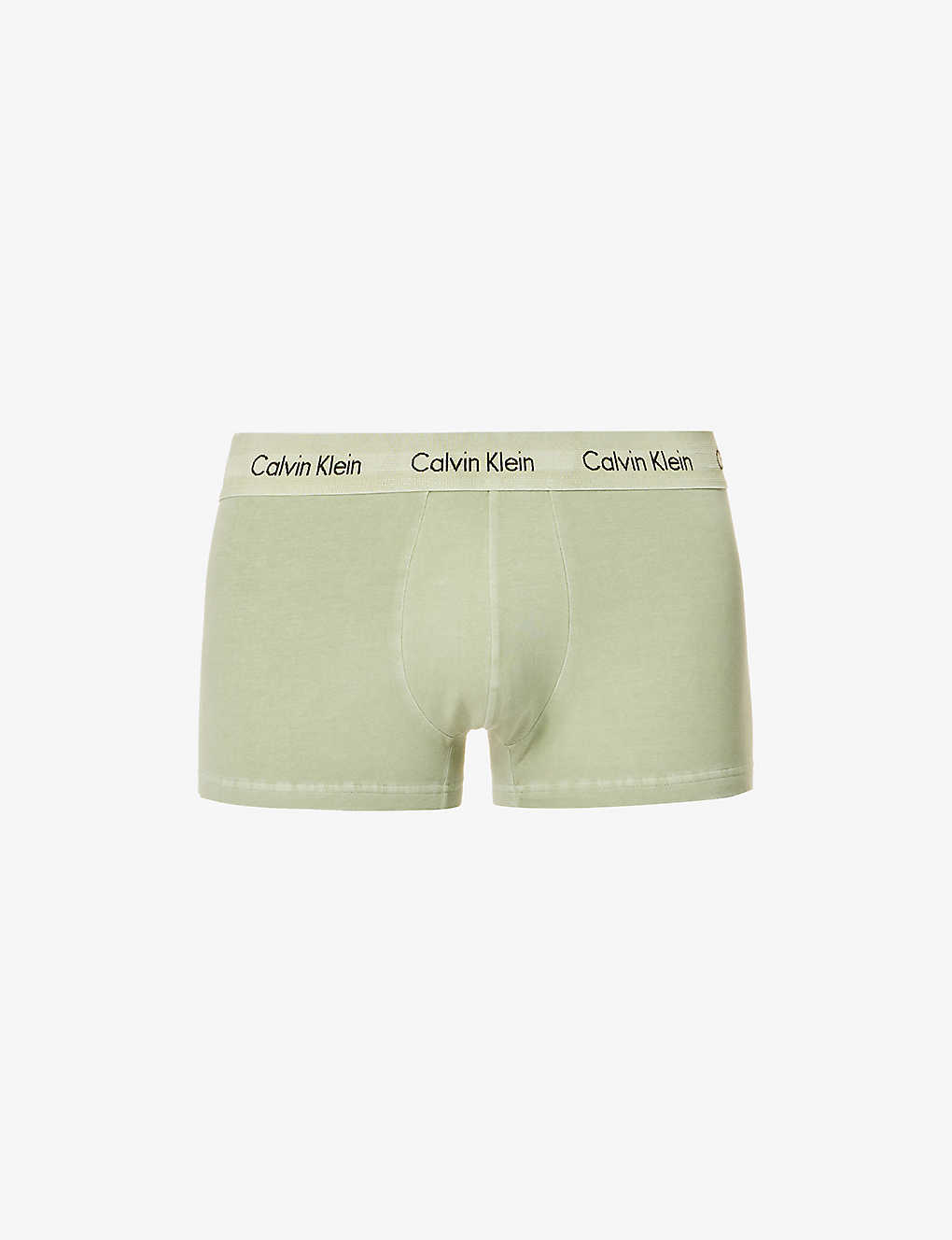 Calvin Klein Mens Eco Green Logo-waistband Low-rise Stretch-cotton Trunks In Neutral