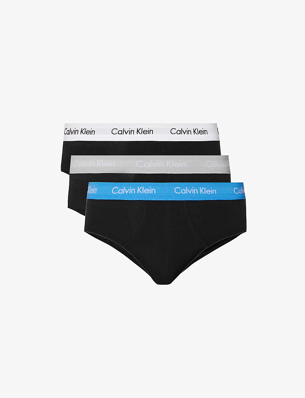 Calvin Klein Mens Multi Logo-print Pack Of Three Stretch-cotton Briefs