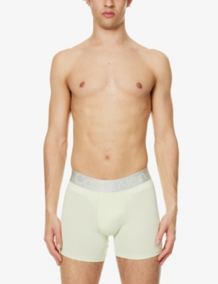 Shop Calvin Klein Men's Multi Pack Of Three Logo-waistband Mid-rise Stretch-woven Boxer Briefs