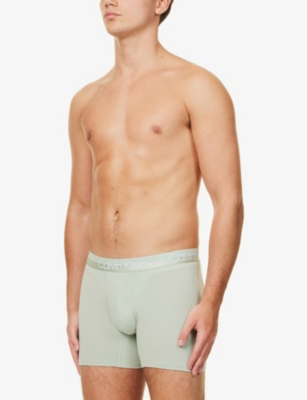 Shop Calvin Klein Menslogo-waistband Mid-rise Pack Of Three Stretch-cotton Blend Briefs In Multi