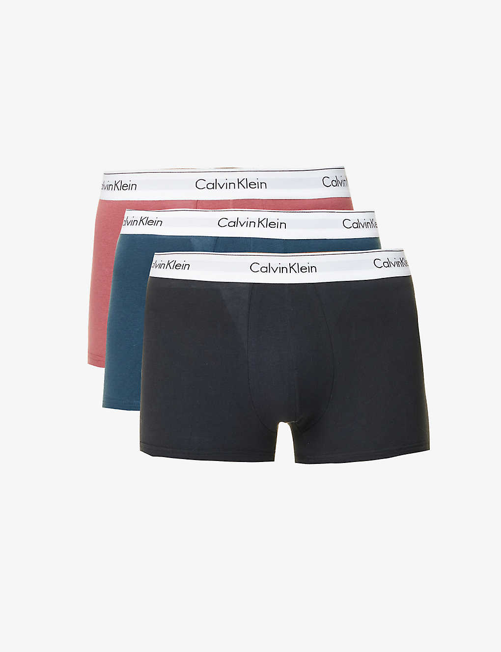 Calvin Klein Mens Multi Logo-waistband Pack Of Three Stretch-cotton Trunks