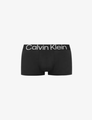 Calvin Klein Mens Black Logo-print Stretch-recycled Polyester Trunks