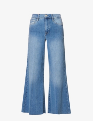 Frame Le Palazzo High Rise Cropped Wide Leg Jeans In Galeston In Jonah
