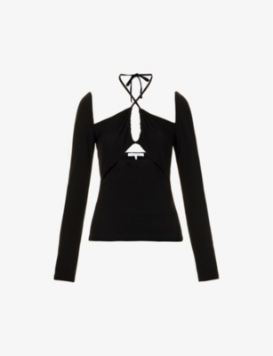 Frame Strappy Knit Top In Noir