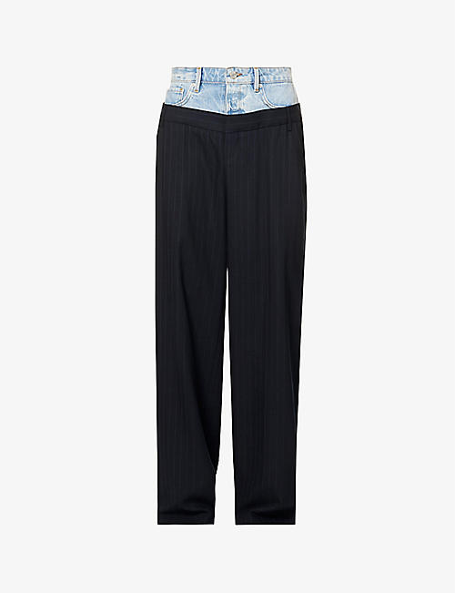 FRAME: Le Mix wide-leg high-rise woven trousers