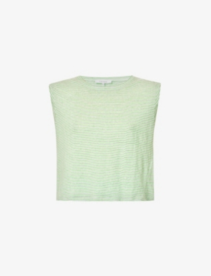 Frame Rolled Muscle Striped Top In Bright Peridot In Bright Peridot Multi