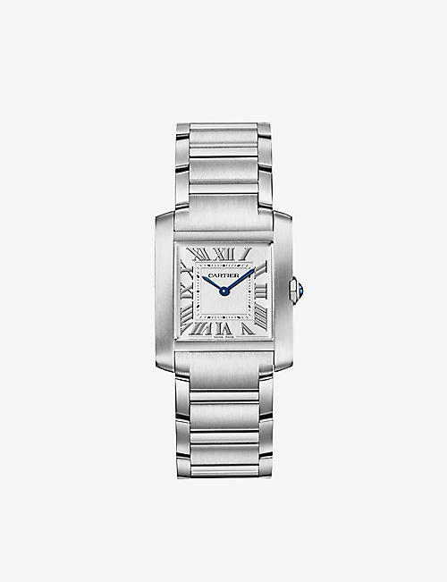 CARTIER: CRWSTA0074 Tank Française medium stainless-steel quartz watch