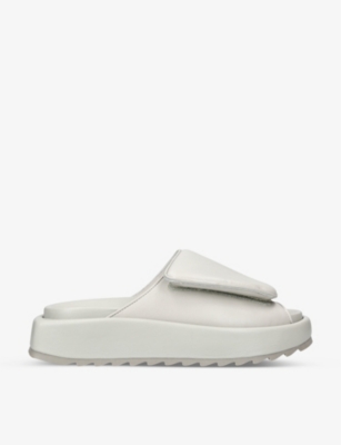 Gia Couture Womens Grey Gia 1 Leather Sliders