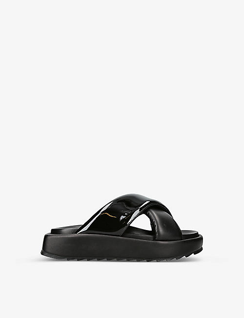 GIA COUTURE: GIA 25 crossover-strap patent-leather sandals