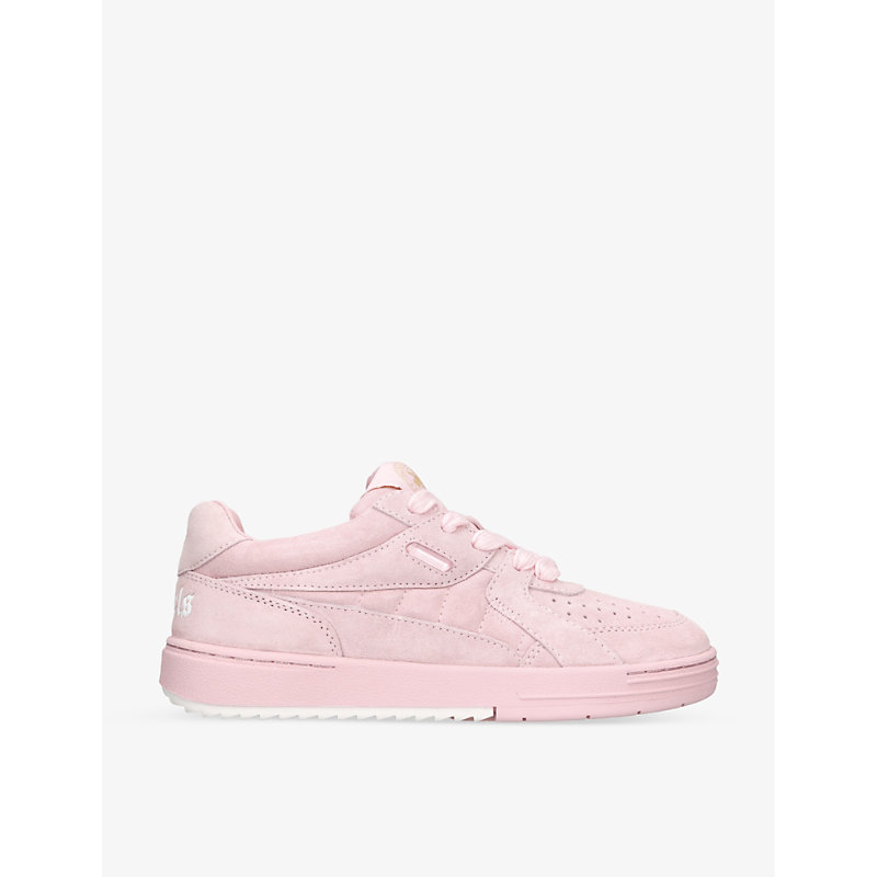 Palm Angels Womens Pink University Logo-print Suede Low-top Trainers