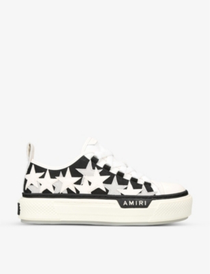 AMIRI: Court Stars star-patch canvas and leather low-top trainers