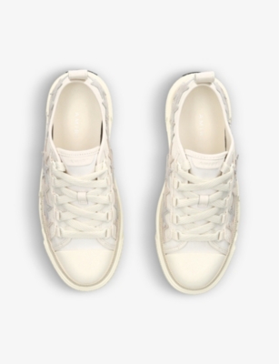 Shop Amiri Court Stars Star-patch Canvas And Leather Low-top Trainers In White/comb