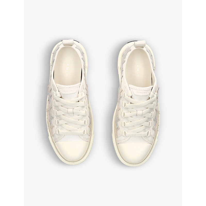 Shop Amiri Womens White/comb Court Stars Star-patch Canvas And Leather Low-top Trainers