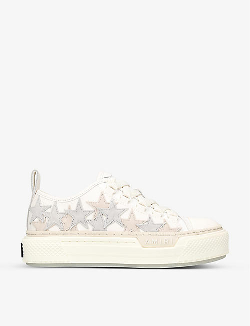AMIRI: Court Stars star-patch canvas and leather low-top trainers