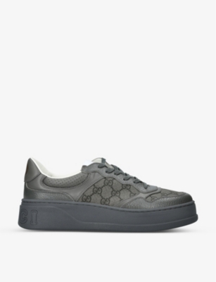 GUCCI Chunky B leather and canvas low top trainers Selfridges