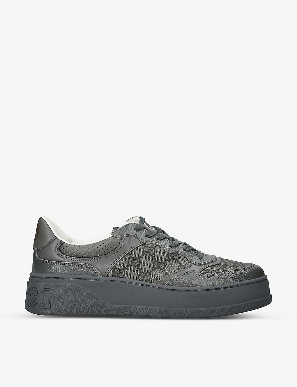 GUCCI Chunky B leather and canvas low-top trainers