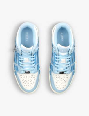 Shop Amiri Women's Blue Skel Panelled Leather Low-top Trainers