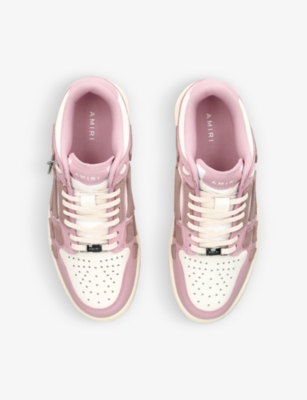 Shop Amiri Women's Pink Skel Panelled Leather Low-top Trainers