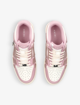 Shop Amiri Womens Pink Skel Panelled Leather Low-top Trainers