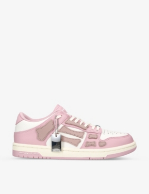 Shop Amiri Womens Pink Skel Panelled Leather Low-top Trainers