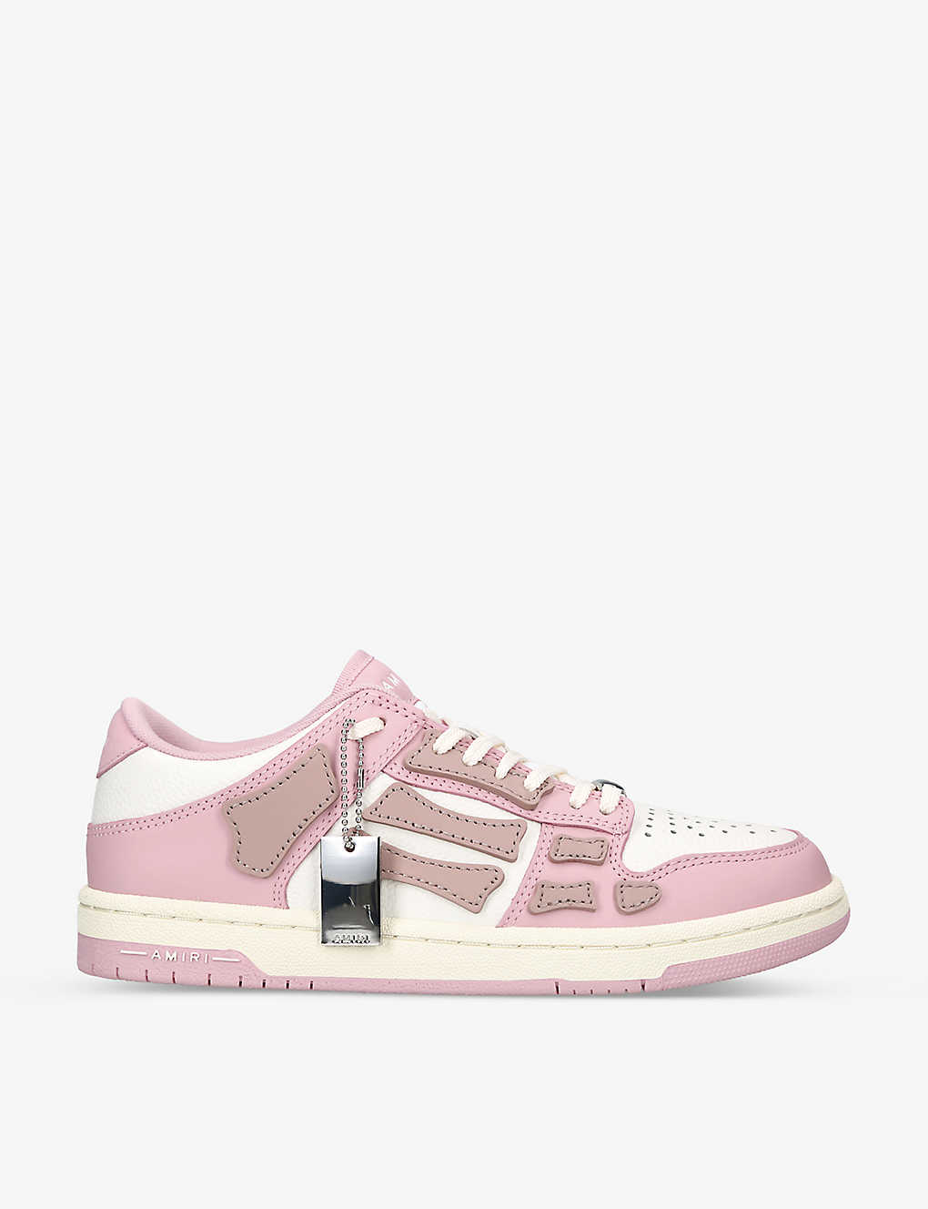 Shop Amiri Women's Pink Skel Panelled Leather Low-top Trainers
