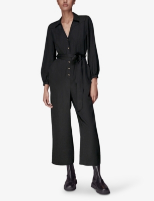 Shop Whistles Women's Black Leah Fitted Woven Jumpsuit