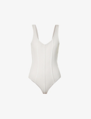 Agolde Womens Spoon Elna Fitted Organic-cotton-blend Body In Spoon
