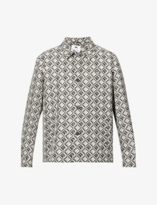 Marine Serre Black & White Moon Diamant Jacket In Black Jacquard