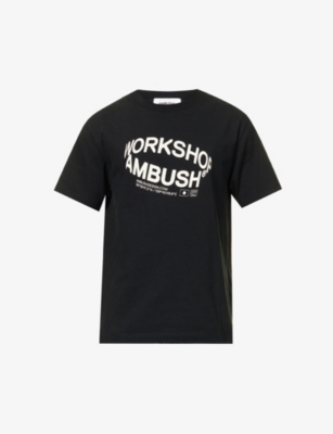 Ambush Mens Black Gard Revolve Graphic-print Cotton-jersey T-shirt