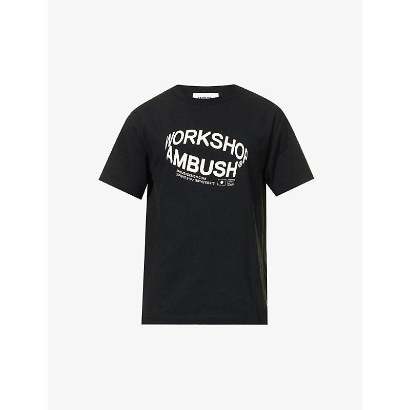 Ambush Mens Black Gard Revolve Graphic-print Cotton-jersey T-shirt