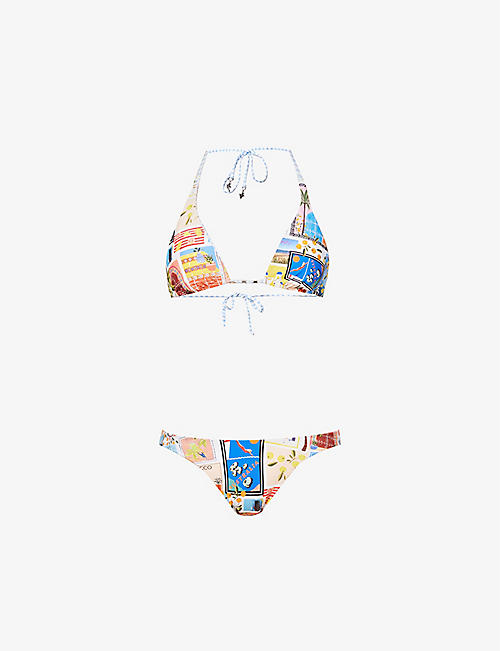 SEAFOLLY: On Vacation triangle recycled nylon-blend bikini top