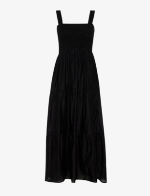 SEAFOLLY SEAFOLLY WOMEN'S BLACK BEACH SQUARE-NECK COTTON MAXI DRESS,65084152