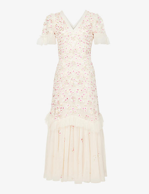 NEEDLE AND THREAD: Evening Primrose floral-embroidered tulle gown