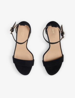 Shop Lk Bennett Women's Bla-black Ivy Open-toe Suede Heeled Sandals
