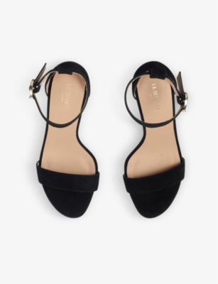 Lk Bennett Womens Bla-black Ivy Open-toe Suede Heeled Sandals In Bla-black