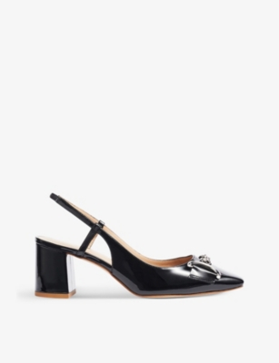 LK BENNETT: Kaylee square-toe leather slingback heels