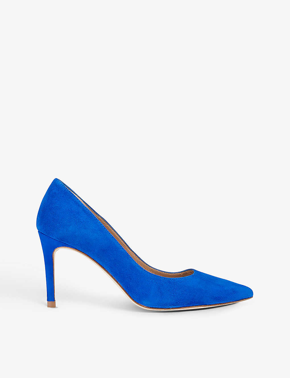 Lk Bennett Womens Blu-blue Floret Pointed-toe Suede Courts