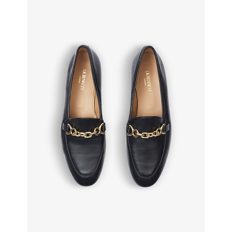 Shop Lk Bennett Adalynn Snaffle Leather Loafers In Bla-black