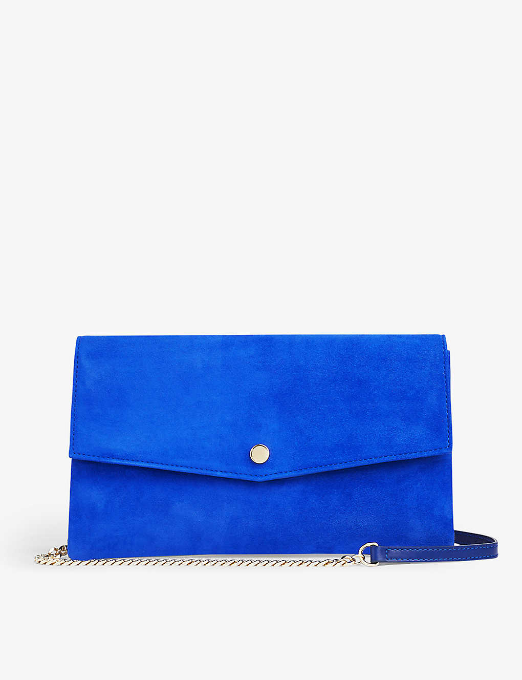 Lk Bennett Womens Blu-blue Layla Envelope Suede Clutch Bag