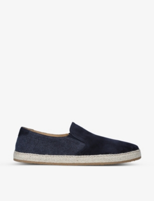 BRUNELLO CUCINELLI: Slip-on suede-leather espadrilles