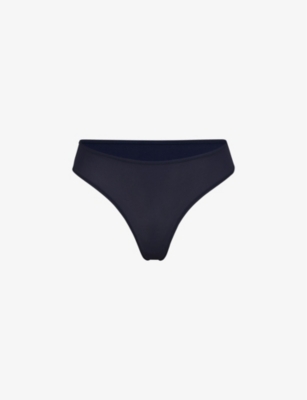 Womens FITS EVERYBODY DIPPED FRONT THONG Navy, SKIMS Underwear